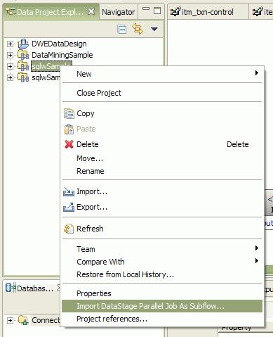 Import capabilities - Subflow From the DataStage Designer, export a