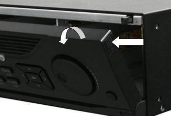3. Press the buttons on the panel of two sides and open the front panel. 4. Insert the hard disk along the slot until it is placed into position. 5.