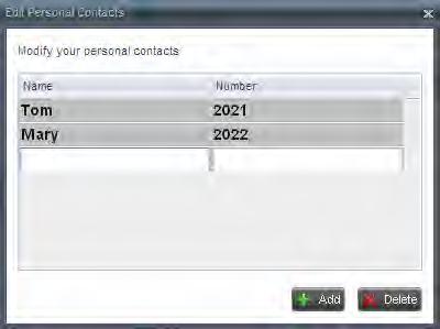 Figure 51 Edit Personal Contact Dialog Box Adding Entry 3) In the Name text box, enter the contact s name or description, as you want it to appear on the contact s list.