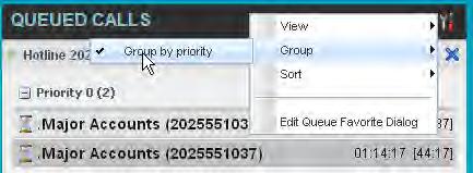 2) From the drop-down list, select Group, and then select or deselect Group by Priority. This action applies to all monitored call centers.