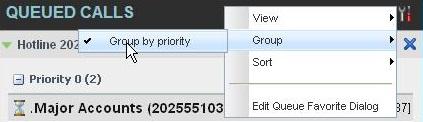 Figure 80 Queued Calls Options View Alternatively to hide a call center, click the Close button display but continues to be monitored.. The call center is removed from the 10.