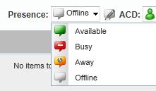 To change your IM&P state: Get Started At the top right-hand side of the main window, select a new state from the Presence drop- down list.