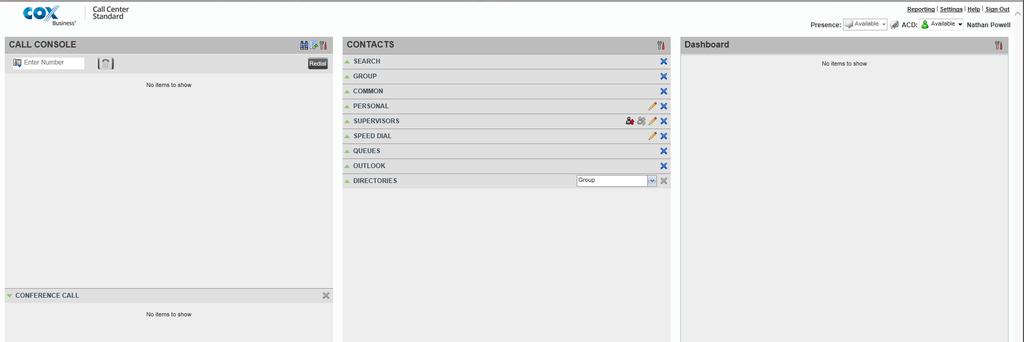 Monitor Supervisors (Agent) Explore Workspace When you sign in to Call Center, the main page appears where you perform most of your call management or monitoring tasks.