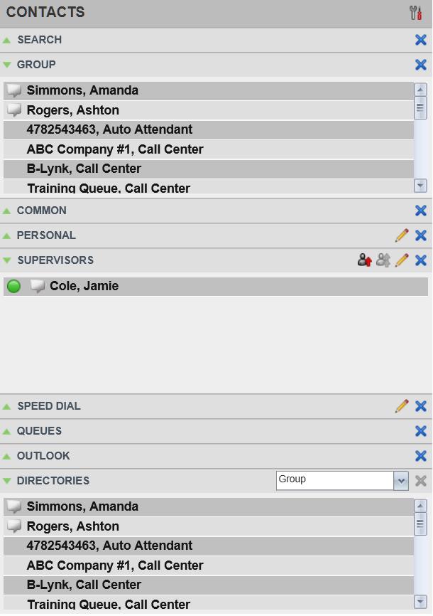 Contacts Pane Manage Calls The Contacts pane contains your contact directories and allows you to use your contacts to make or manage calls. Figure 18.
