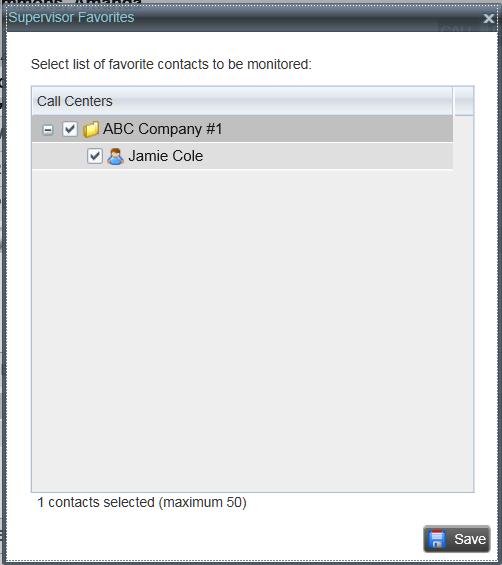 Monitor Supervisors (Agent) Figure 61. Supervisor Favorites Dialog Box Check the box next to each supervisor to monitor and click Save.