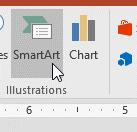 SMARTART 1. At the left, click on the slide you wish to enter SmartArt 2. Click on the Insert Tab 3.