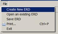 When the tool starts the user is presented an interface with limited functionality where the user can create a new ERD, open an existing ERD, etc. as seen in Figure 14.