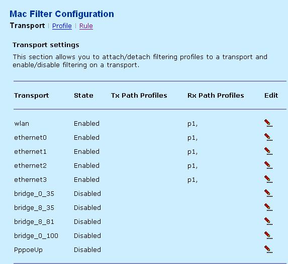 Before attaching the filtering profile to the specified transport, the profiles