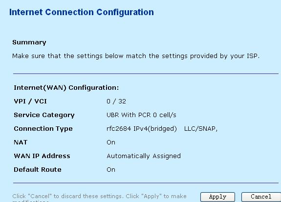 Sample 6: RFC2684 (IPv6) Step 1 Select RFC2684 (IPv6) protocol. Set to LLC/SNAP encapsulation type and Bridged encapsulation mode.