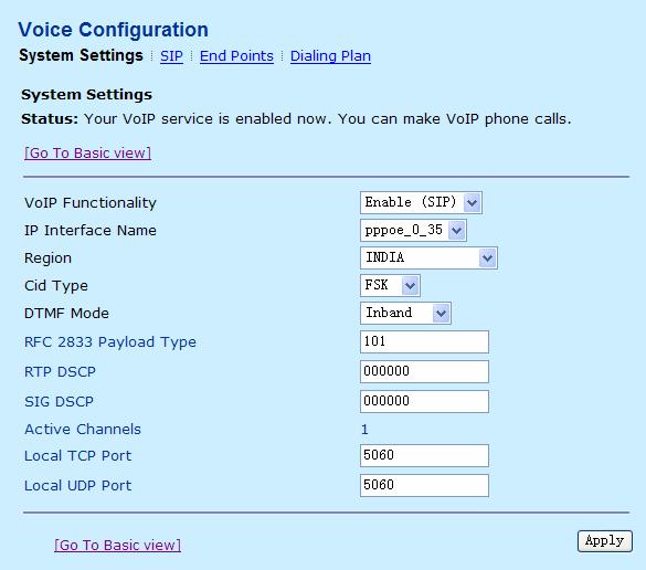 3.4.4.2 SIP Click SIP in the VoIP Configuration page and the following page appears.