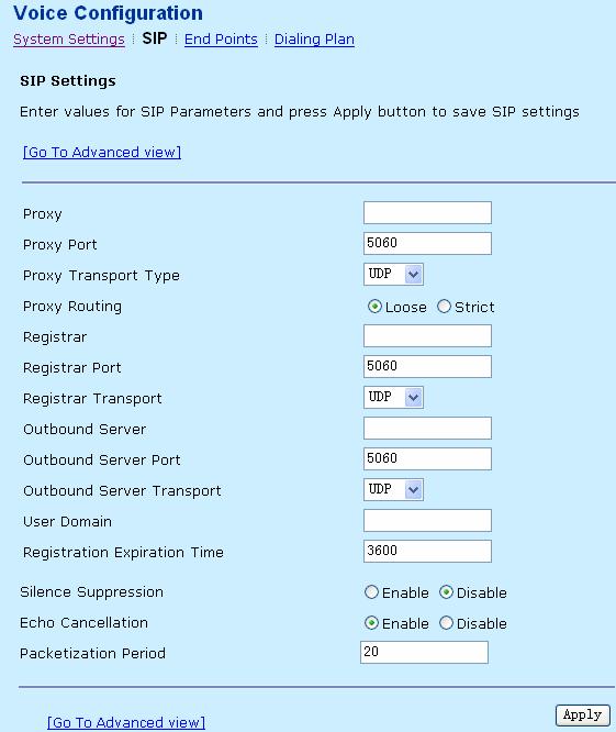Enter the proxy and the registrar in the corresponding fields. The proxy can be the IP address of the SIP server.