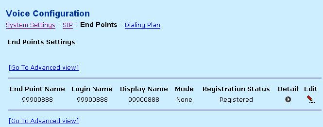 The following table describes the parameters of this page. Field Description End Point Name The call-up number. Login Name The authentication name for registering VoIP call.