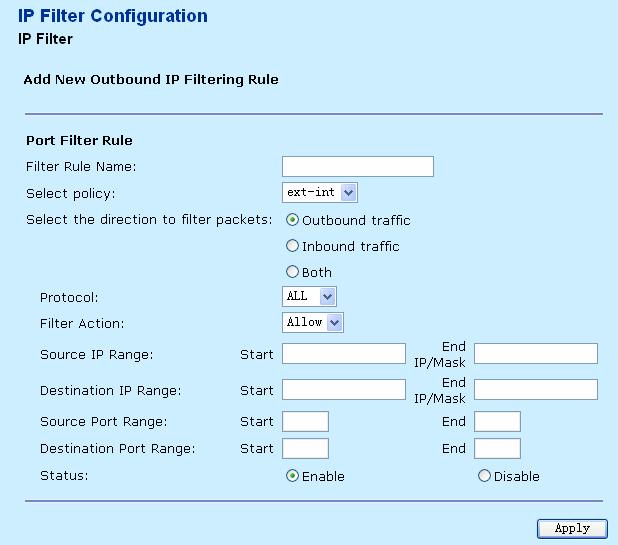 IP filter rule and enable it, you instruct the modem to examine data packets to determine whether they meet the criteria.