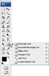 Chapter 5 Text, Shapes, and Layer Styles 181 The Options Bar for Shape Tools When you click on one of the shape tools in the Toolbox, its options bar appears.