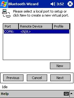 4. Tap the <N/A> port that is not in use (in this example the COM6