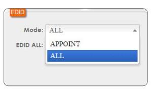 1) Selecting the ALL mode will send the selected EDID to all inputs.