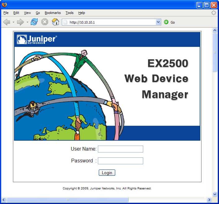 EX2500 Ethernet Switch Web Device Manager Guide 3. Log in to the switch.