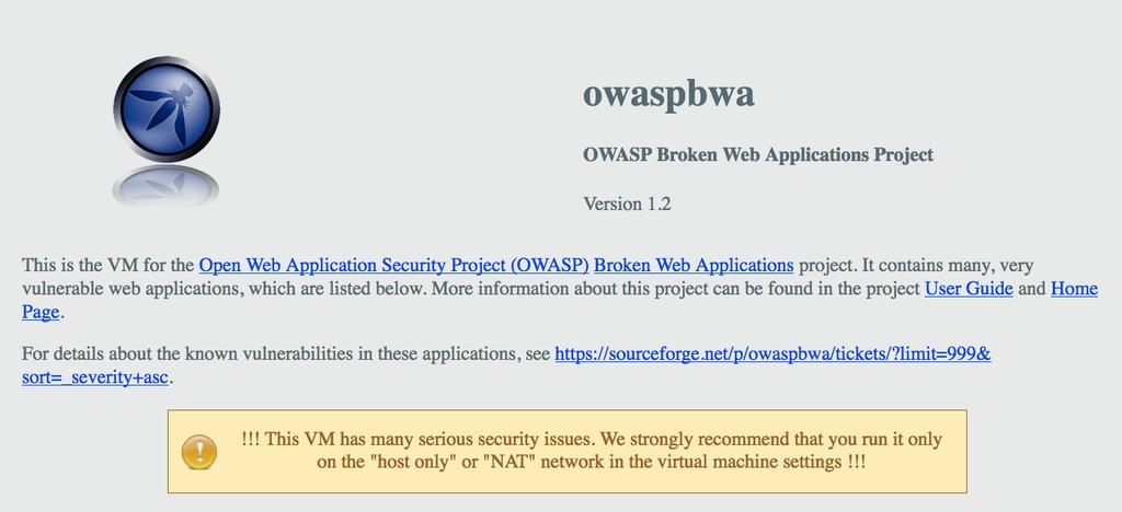 Pratical session OWASP Broken Web Applications Project https://www.owasp.org/index.
