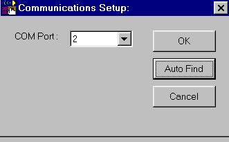Direct Connect - Set Up Com Port Select File, Com Setup, Com Port Selection. If the port is known, use the down arrow to locate the number, select it and press OK.