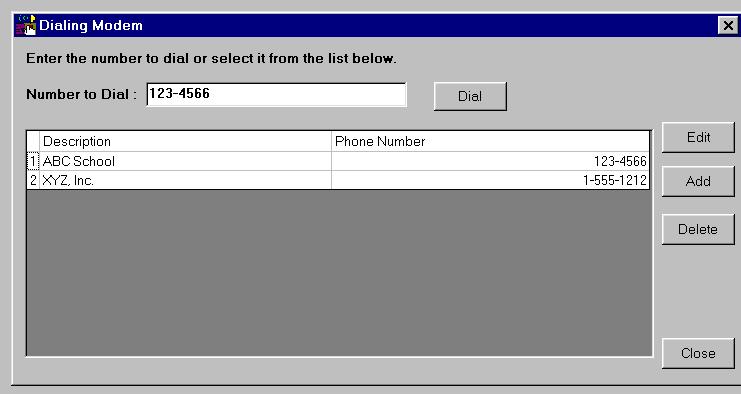 If modem connect is being used, make sure modem is installed and working properly. Modem Connect From the Programming Tool, select File, Modem, and then Modem Connect. The screen below appears.