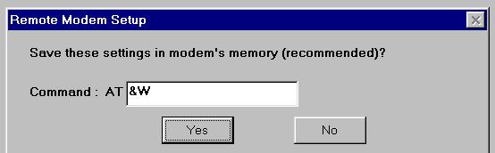 If Yes was selected in step 2, now with the modem power OFF, set the