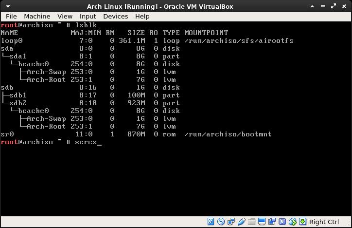 imaging features or create more partitions after the install. lvcreate -l 100%FREE Arch -n Root 5.