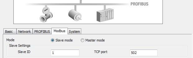 Slave Mode Settings Parameters Value Description Slave ID 1 to 255 The Modbus address of this MGate. TCP Port 0 to 65535 The local TCP port for this MGate.
