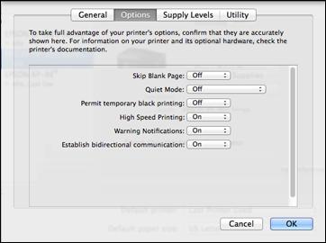 You see a screen like this: 6. Select On as the Permit temporary black printing setting. 7. Click OK. 8. Close the utility window. 9. Load plain paper or an envelope in your product. 10.