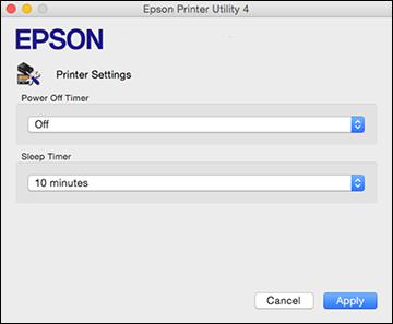 Parent topic: The Power Off and Sleep Timers Changing the Power and Sleep Timer Settings - Mac You can use the printer software to change the time period before the product enters sleep mode or turns