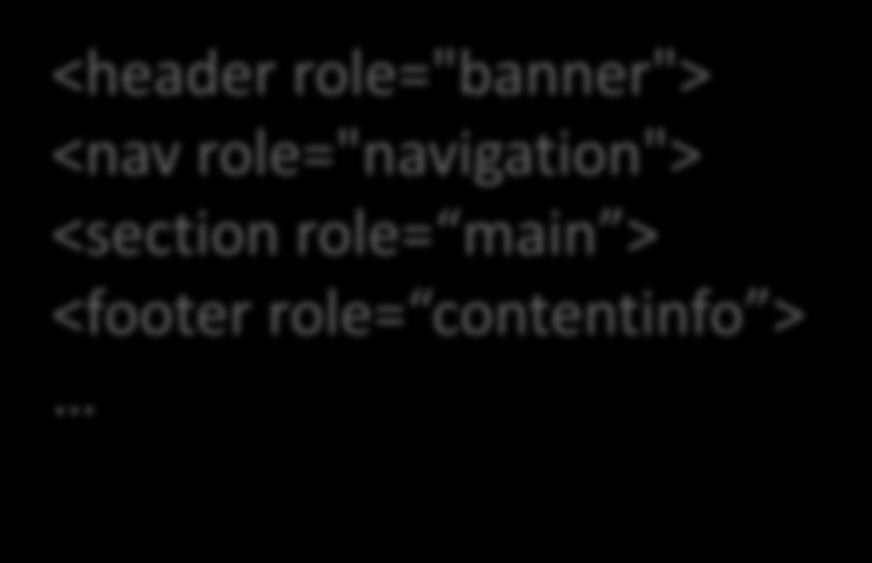 role="navigation"> <section role=