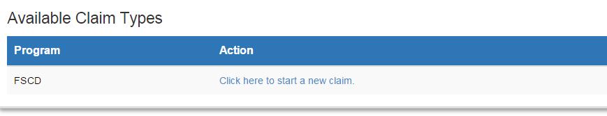 4.2 Creating an FSCD claim After successful program enrollment, users can click on Start claim from the menu.