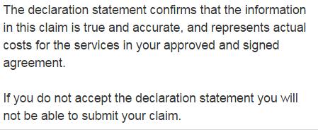 If the user does not accept the declaration, they will not be able to proceed with the claim submission.