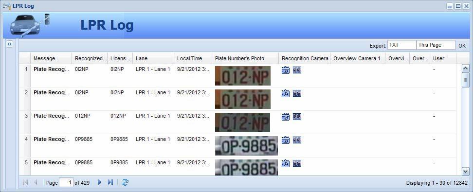 Search Results Window Below is an example of a search results window. Figure 12-27 A snapshot of the detected license plate will be displayed. : Indicates the availability of the recorded video.