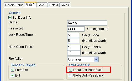 6 Anti-Passback 6.1 Anti-Passback Anti-Passback is used on one controller only.