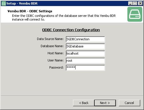 Once you chosen the login user account, the next wizard below will ask to give the values for ODBC connection confguration.