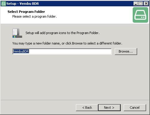 The following wizard will ask to specify the folder name under which the setup will