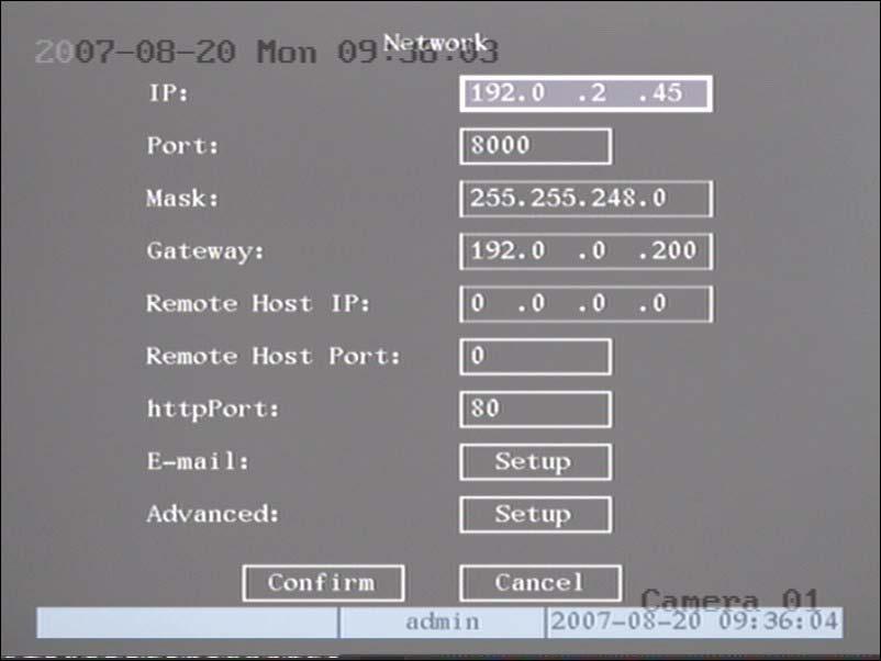 5.14 Network Parameters If you want to access the DVR over a network you must setup network parameters.
