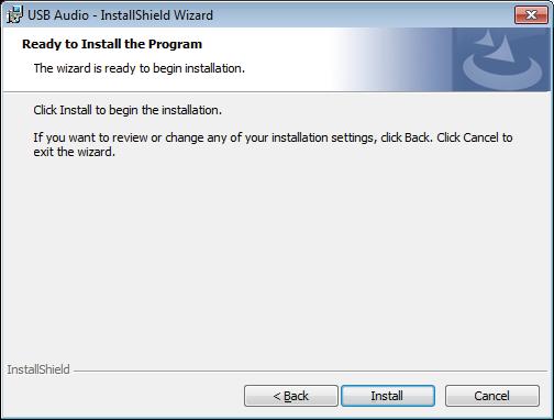 y Click Install on the installation start dialog. The installation starts.