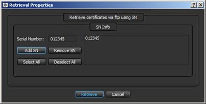 10.5 Removing a certificate Figure 93: Retrieval Properties window The certificates are downloaded from the FTP site and saved to the selected destination folder. 10.