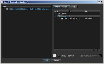 10.7 Managing KDMs generated by CineAsset 10.7.2 Sending a KDM to a connected device Use the Kdm Manager window to send your KDM to a connected device. 1. In the CineAsset main window, scroll to Kdm/Certificate Manager and click Kdm Manager.