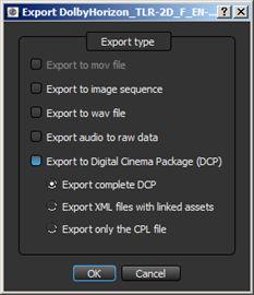 12.1 CineAsset main window Figure 115: Export options window 12.1.3 Tasks tab The Tasks tab displays the status of any tasks executed by CineAsset, such as transferring a DCP to a device or creating a new DCP.