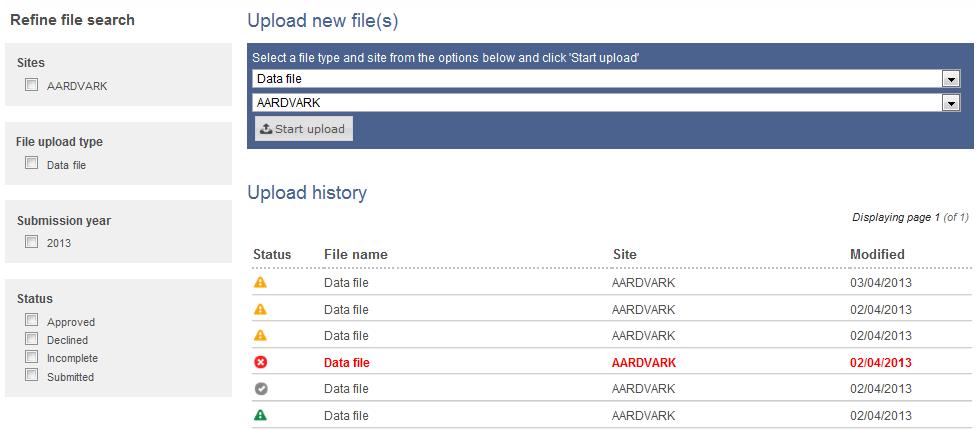 Reviewing your uploaded file history You can view a history of all files uploaded to ICNARC for the CMP on the main page under the Upload tab.