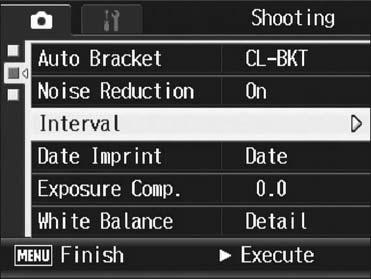 Shooting Pictures Automatically at Set Intervals (Interval) You can set the camera to automatically take pictures at fixed intervals.