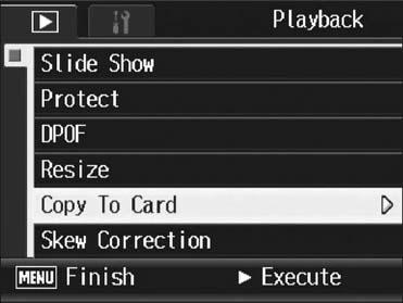 Copying the Contents of the Internal Memory to an SD Memory Card (Copy To Card) 3 Other Playback Functions You can copy all movies, still images, and sound data stored in the internal memory onto an