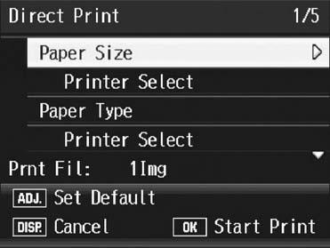4 Direct Printing 154 7 Press the #$ buttons to select the next image for printing. 8 Press the!" buttons to set the number of copies to print.