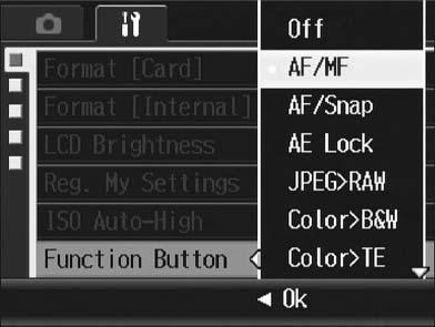 Fn (Function) button enables easy mode switching with a single push of the button (P.