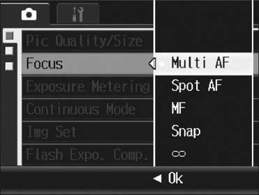 Changing the Focusing Mode (Focus) 1 Various Shooting Functions When you shoot the subject in the default focusing mode, the camera focuses automatically with Auto Focus (AF).