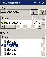Selecting a Data Set in the Tank Navigator Panel The tank structure is hierarchical; each tank might include multiple blocks, each block might contain several events and each event might include