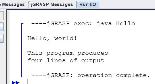 A Java program public class Hello { public static void main(string[] args) { System.out.println("Hello, world!"); System.out.println(); System.out.println("This program produces"); System.