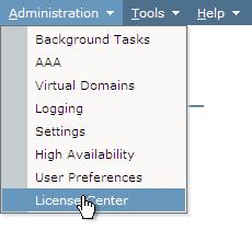 Step 4: Go to the License Center From the Administration menu,